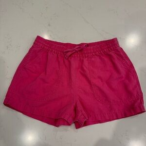 J.Crew : Mid-Rise Soft Linen Blend Drawstring Shorts W/ Pockets: Hot Pink : S